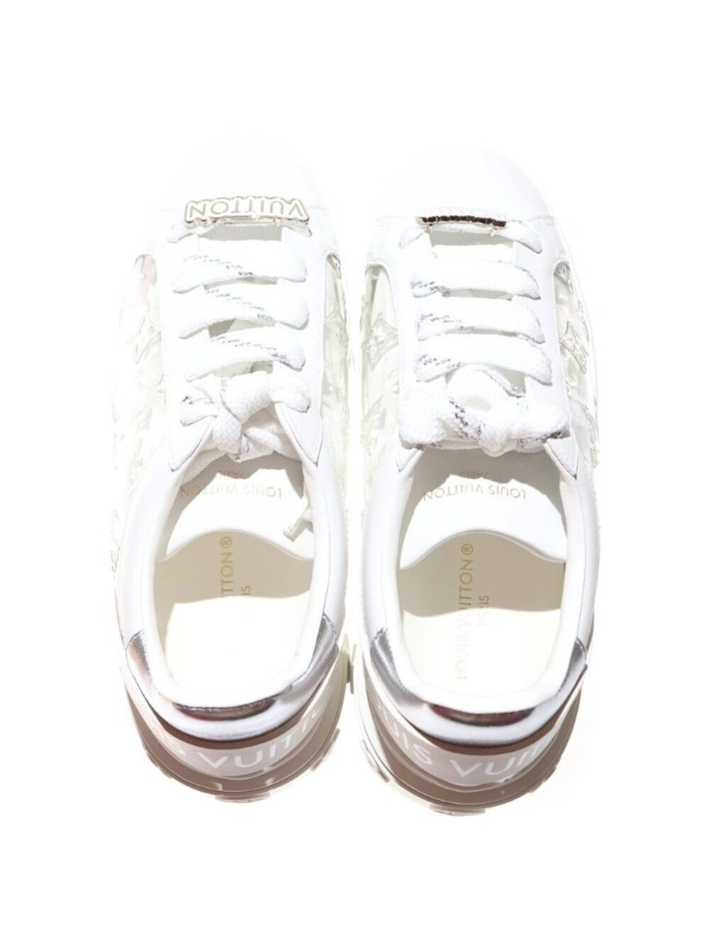 Louis Vuitton 22 SS Time Outline Monogram Clear Leather Lace-Up Low Cut Shoes - Picture 4 of 6